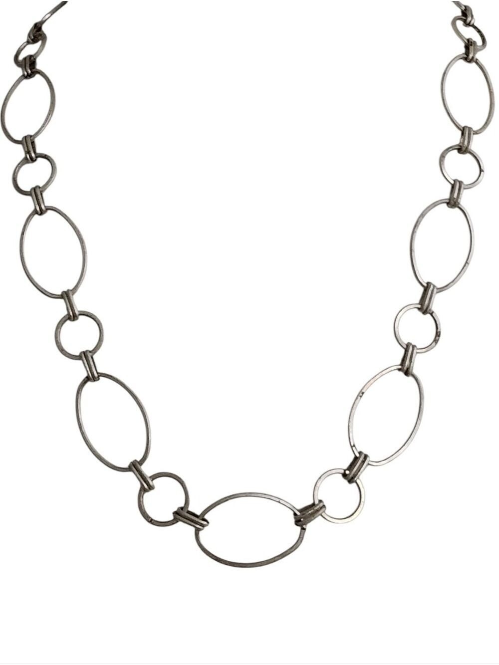 Silvertone Open Oval Link Necklace